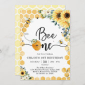 Bee One Honey Bee 1st Birthday Invitation Einladung (Vorne/Hinten)