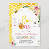 Bee One Honey Bee Girl 1st Birthday Invitation Einladung (Vorne/Hinten)