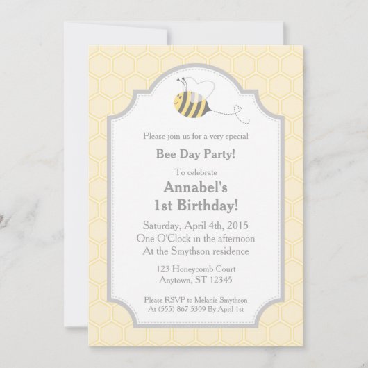 Bee Party Hummel Honeycomb Einladungen (Vorderseite)