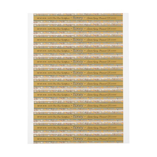 Bee Pattern Golden Amber Floral Honey Jar (Bogen)