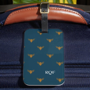 Bee Pattern Initials Monogramm Gepäckanhänger