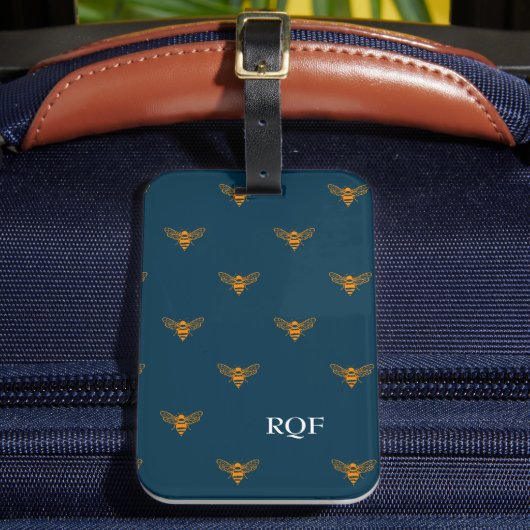 Bee Pattern Initials Monogramm Gepäckanhänger (Vorderseite Insitu 2)