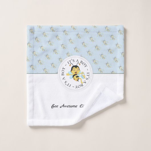 Bee Phantastisch Baby Boy | Personalisiert Monogra Badhandtuch Set (Waschlappen)
