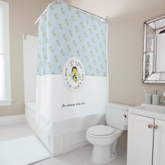 Bee Phantastisch Baby Boy | Personalisiert Monogra Duschvorhang (Beispiel)