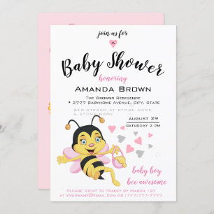 Bee Phantastisch Baby Girl Dusche Einladung
