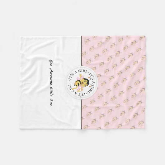 Bee Phantastisch Baby Girl | Personalisiert Monogr Fleecedecke (Vorderseite (Horizontal))