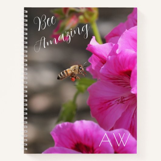 Bee Phantastisch Bee Pollen Pink Blume Monogramm Notizblock (Vorderseite)