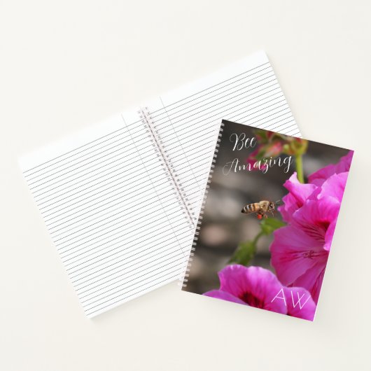 Bee Phantastisch Bee Pollen Pink Blume Monogramm Notizblock (Innenseite)
