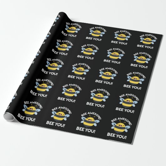 Bee Phantastisch Bee you Positive Insect Pun Dark Geschenkpapier (Ungerollt)