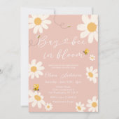 Bee Pink Daisy Niedlich Bay Bee Baby Dusche Einladung (Vorderseite)