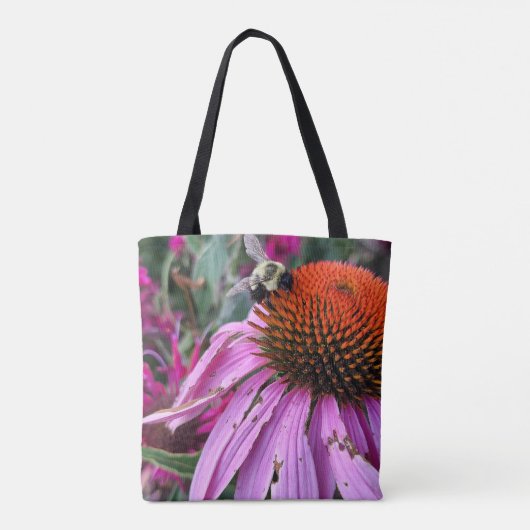 Bee & Pink Flower Tote Tasche (Rückseite)