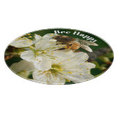 Bee & Plum Blossoms: Macro Art Glass Board Schneidebrett (Ecke)