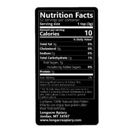 Bee Pollen Nutrition Fakten Schwarzes Produkt