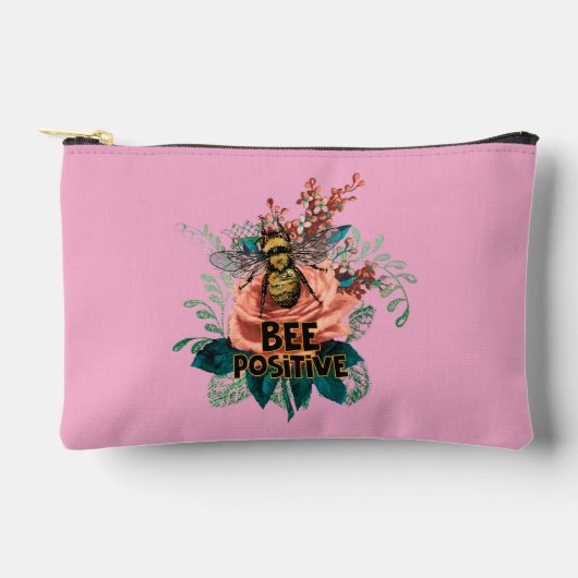 Bee Positive Floral Vibes Drawstring Bag Zubehörtasche (Vorderseite)