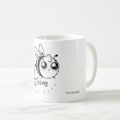 Bee Positive Funny Cartoon Kaffeetasse (VorderseiteRechts)