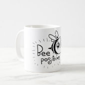 Bee Positive Funny Cartoon Kaffeetasse (Vorderseite Links)