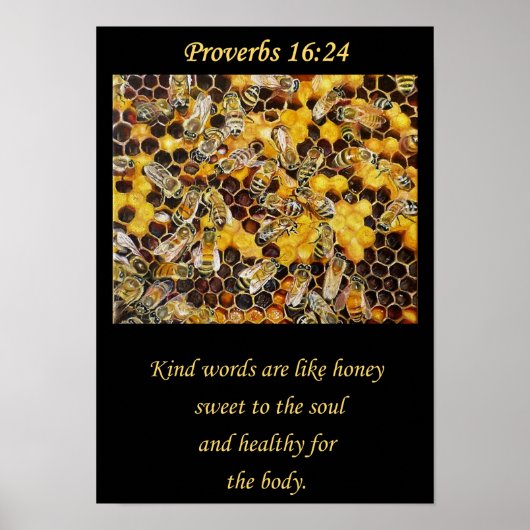 Bee Poster. Kind Words are Like Honey Christian A3 Poster (Vorne)