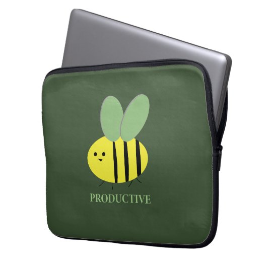Bee Productive, Green Laptopschutzhülle (Vorderseite Links)