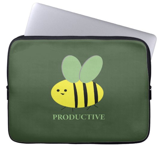 Bee Productive, Green Laptopschutzhülle (Vorderseite)