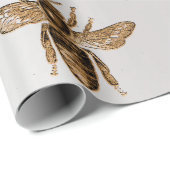 Bee Queen Honey Bronze Gray Vintag Crown Geschenkpapier (Rolleneckpunkt)