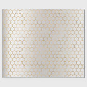 Bee Queen Honey Comb Metallic Gold Sepia Gray Geschenkpapier (Flach)