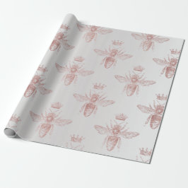 Bee Queen Rose Gray Blush Honey Bridal Honeymoon Geschenkpapier