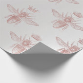 Bee Queen Rose Gray Blush Honey Bridal Honeymoon Geschenkpapier (Ecke)