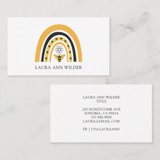 Bee Rainbow Business Card Visitenkarte (Vorne/Hinten)