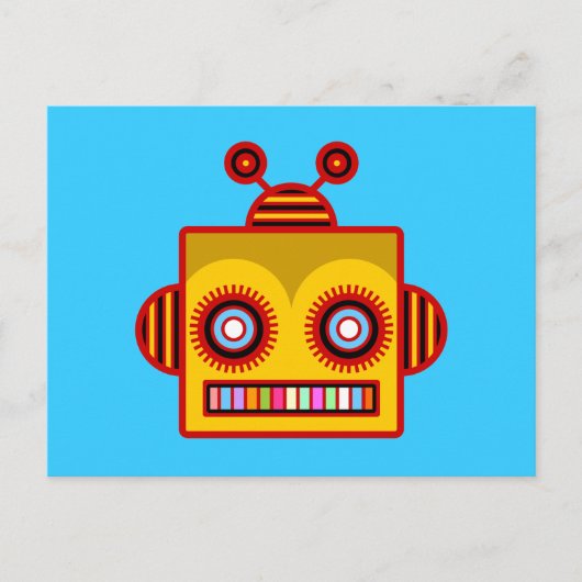 Bee Robot Fun Postcard Postkarte (Vorderseite)