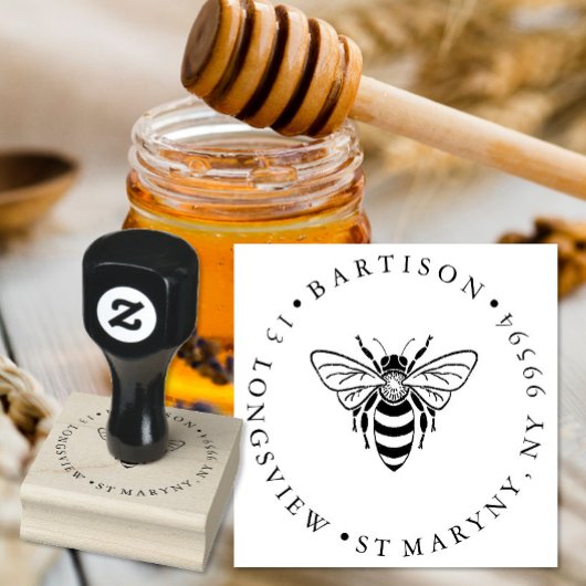 BEE ROUND RÜCKSENDEADRESSE GUMMISTEMPEL