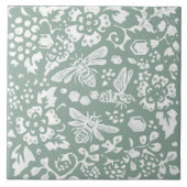 Bee Sage Green Honeycomb Blumengarten Design Fliese (Vorderseite)