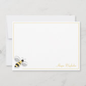 Bee Simple Border Yellow Name Note Card Mitteilungskarte (Vorderseite)