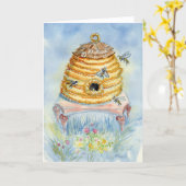 Bee Skep Blank Notecard Karte (Gelbe Blume)