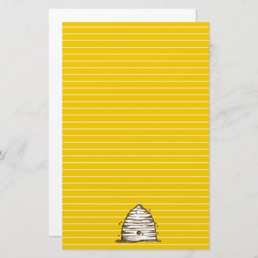 Bee Skep Honey Bee Gelb Linke Briefpapier (Vorne/Hinten)