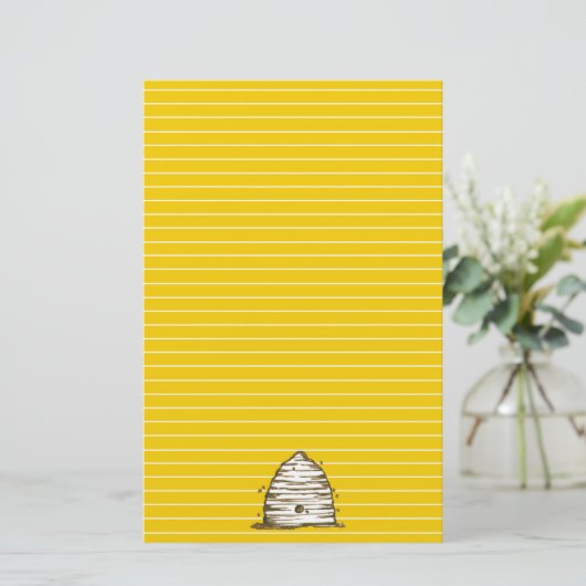 Bee Skep Honey Bee Gelb Linke Briefpapier (Stehend Vorderseite)