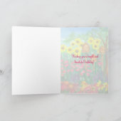 Bee Skep Watercolor Sonnenblumen Happy Birthday Karte (Innenseite)