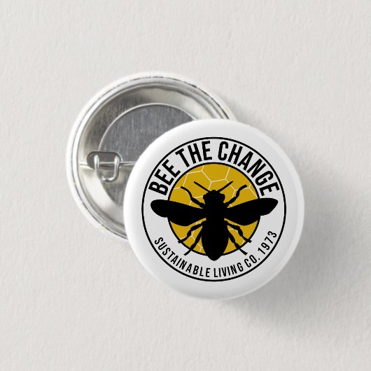 "Bee the Change" 3 cm rundes Abzeichen Button (Vorne & Hinten)