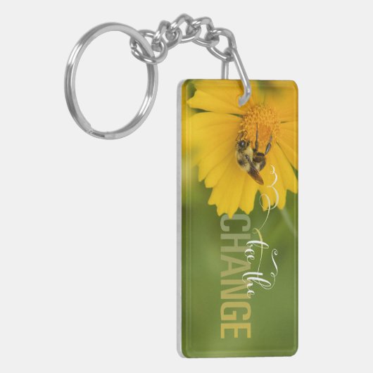 Bee the Change Rectangular Acrylic Keychain Schlüsselanhänger (Vorderseite links)