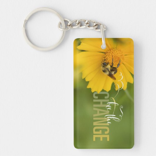 Bee the Change Rectangular Acrylic Keychain Schlüsselanhänger (Vorderseite)