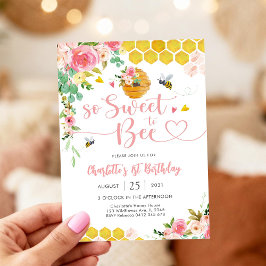 Bee Theme 1st Birthday Invitation Einladung