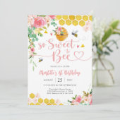 Bee Theme 1st Birthday Invitation Einladung (Stehend Vorderseite)