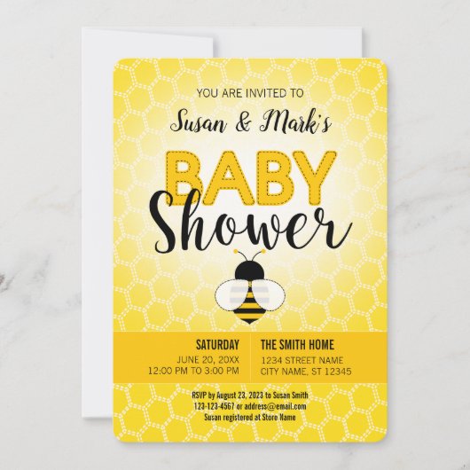 Bee Theme Baby Shower Einladung (Vorderseite)