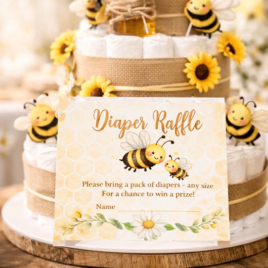 Bee Theme Diaper Raffle Baby Shower Visitenkarte