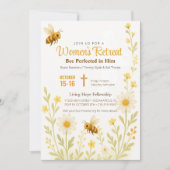 Bee Theme Gold Floral Women's Church Retreat Einladung (Vorderseite)