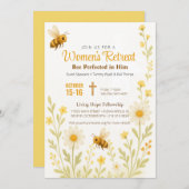 Bee Theme Gold Floral Women's Church Retreat Einladung (Vorne/Hinten)