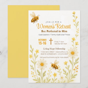 Bee Theme Gold Floral Women's Church Retreat Einladung