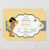 Bee Theme Yellow Dot Baby Girl Einladung (Vorne/Hinten)