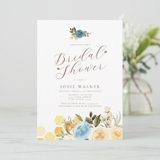 Bee Themed Bridal Dusche Einladung (Stehend Vorderseite)
