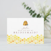 Bee Themed Bridesmaid Card Einladung (Stehend Vorderseite)