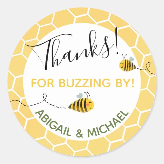 Bee-Themed 🐝 "Danke für das Buzzing by"-Gastgesch Runder Aufkleber (Vorderseite)